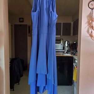 A Womens Blue Chiffon Dress